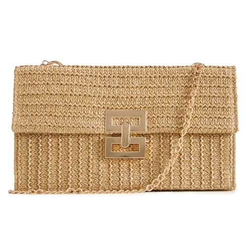 Image of BRYCTSISEN Women Straw Beach Clutch Purse Handbag Summer Elegant Vacation Style Shoulder Bag Crossbody Bag