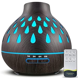 Aromatherapy Diffuser(Water Drop Design), 400ml Essential Oil Diffuser, 7-Color LED Lights and 3 Timer Settings, Diffuser for Essential Oils with Great Mist(Brown)