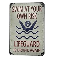 Metall-Blechschild mit Pool-Warnung und Schwimmbadregeln - Sicherheitsschild für Planung und Warndekoration im Freien, Bauernhof (06)