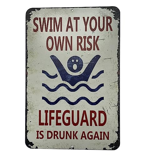 Metall-Blechschild mit Pool-Warnung und Schwimmbadregeln - Sicherheitsschild für Planung und Warndekoration im Freien, Bauernhof (06)