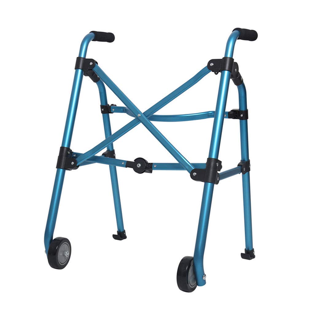Portable Stand Assist Walker Pieghevole Rolling Walking Frame Aiuto per la Mobilità degli Anziani con 2 Ruote e deambulatore per Tappetino da Sci