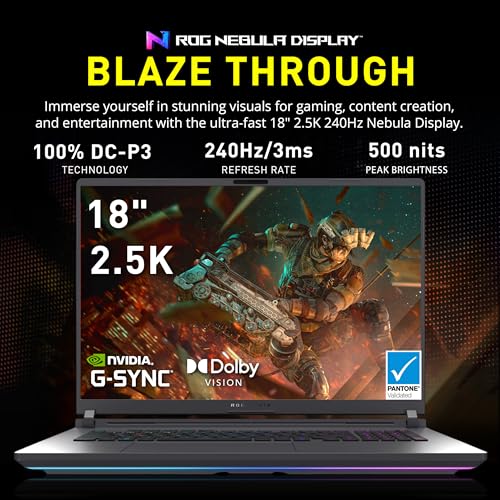 Image of ASUS ROG Strix G18 18 inch 2.5K 240Hz Gaming Laptop, Intel Ultra 9 275HX, GeForce RTX 5060 8GB GDDR7, 32GB DDR5, 2TB Storage (1TB SSD+1TB Docking Station Set), 4-Zone RGB Backlit Keyboard, Win 11, Gray