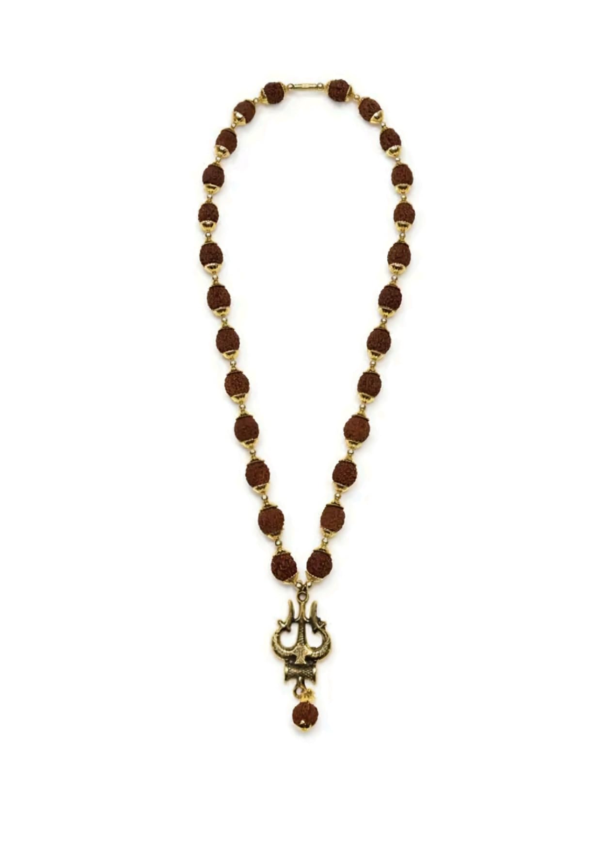 Rudraksha Mala with Trishul Om Pendant for Men & Women | Spiritual Meditation Necklace | Gold-Plated Rudraksha Chain for Shiva Devotees | Yoga, Healing & Puja Jewelry-image-48
