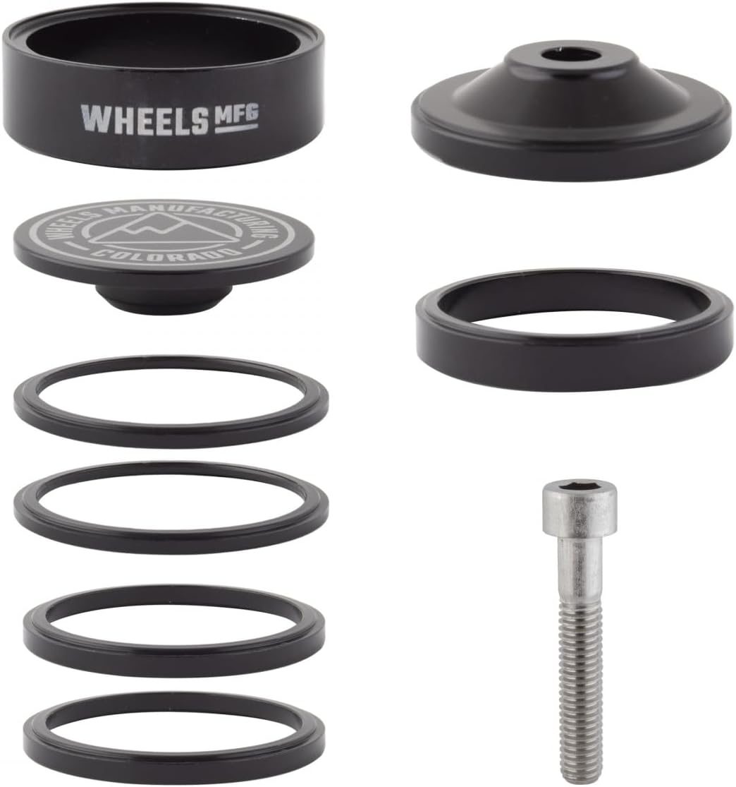 Wheels Manufacturing Pro Aluminum Headset Spacer Kit 1-1/8in Spacer Set Black
