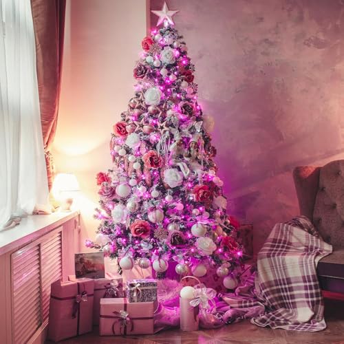Image of TEKCOOL 35 Feet Long LED Power Pixel Serial String Light, 360 Degree Light in Bulb | Copper Led Pixel String Light for Home Decoration,Diwali,Christmas(Pink) Pack of 1.