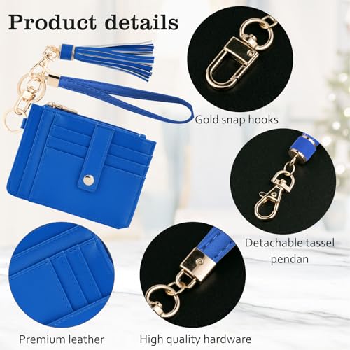Image of KNGITRYI Small Wristlet Wallets for Women RFID Credit Card Holder Wallet Keychain Wristlet Wallet Credit Card Wallets for Women (Royal Blue)