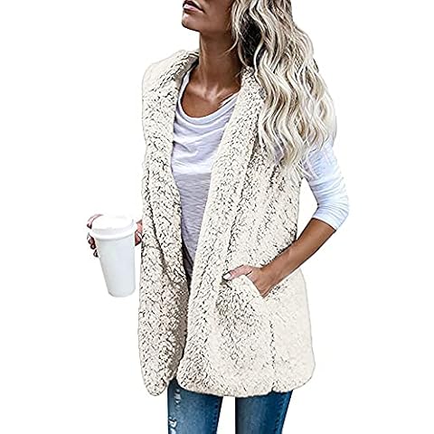 Graceyo Damen Fleeceweste Plüschweste Kunstfell Teddy Fleece Weste Outwear Herbst Winter Outdoor Warm Daunenweste Steppweste Bequem Ärmellos Cardigan Jacke Longweste Westen Tank Tops Cover