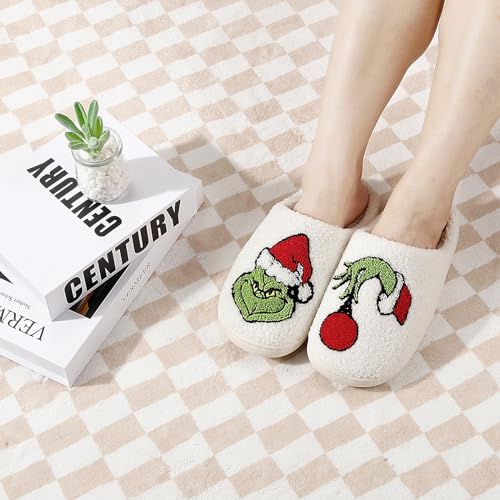 Christmas Santa Reindeer Slippers - Soft Plush Fuzzy Cozy House Slippers for Women Men Indoor Outdoor Shoes2