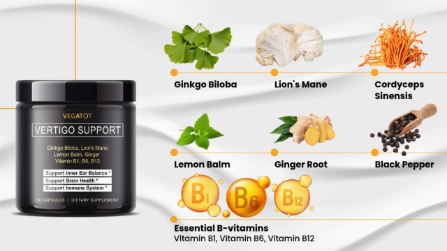 Vegatot Inner Ear Support 9-in-1 Complex 930 mg with Ginkgo, 90 Capsules