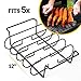 MOUNTAIN GRILLERS BBQ Rib Racks for Smoking, Gas Smoker or Charcoal Grill, Sturdy & Non Stick Standing for gas grill, bbq grill, Holds Up to 5 Baby Back Ribs, Grilling & Barbecue Gifts for Men Black