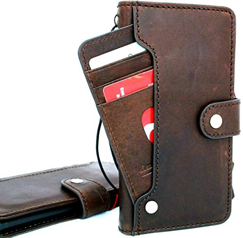 JAFO Genuine Leather Case for iPhone 11 Pro Book Wallet Handmade Cover Luxury Cards Soft Holder Button Closure Strap Vintage DavisCase Handcrafted Wireless Charging