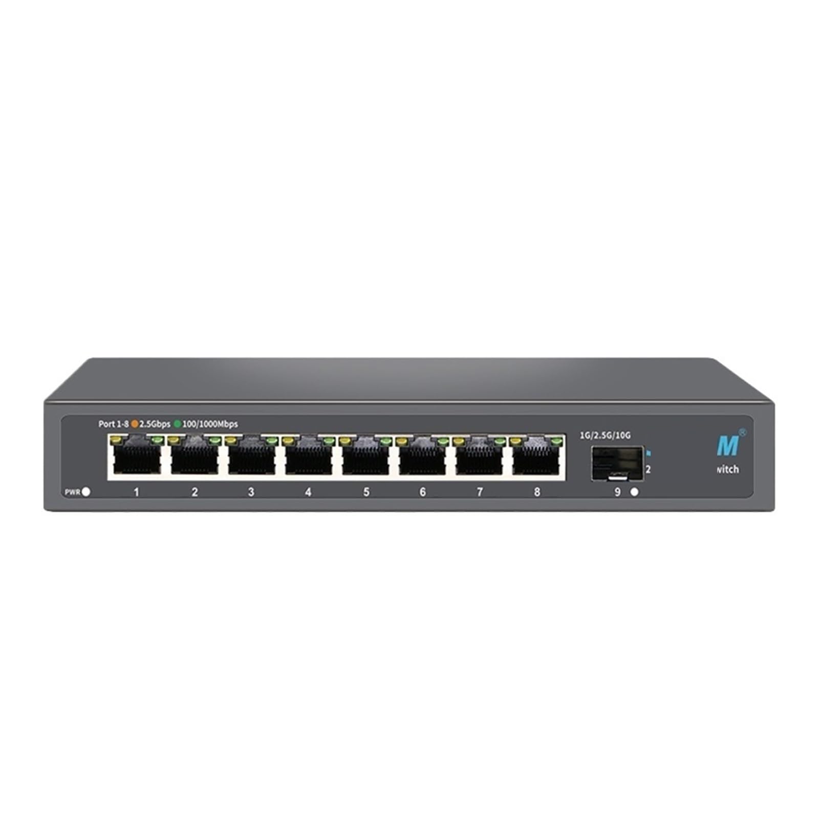 Commutateur Ethernet 8 ports 2,5 G 2,5 GBASE-T Commutateur réseau 10 Gigabit Uplink Hub Plug and Play Hub Internet Splitter sans ventilateur