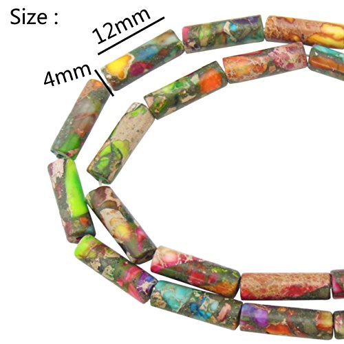 COIRIS 1 Strand 12x4MM Natural Cylinder Tube Shape Stone Loose Beads Imperial Jasper for Jewelry Making DIY Design (ZS-1083) - Thumbnail 6