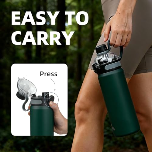 Image of Konokyo 32 oz Insulated Stainless Steel Water Bottle with Straw Lid