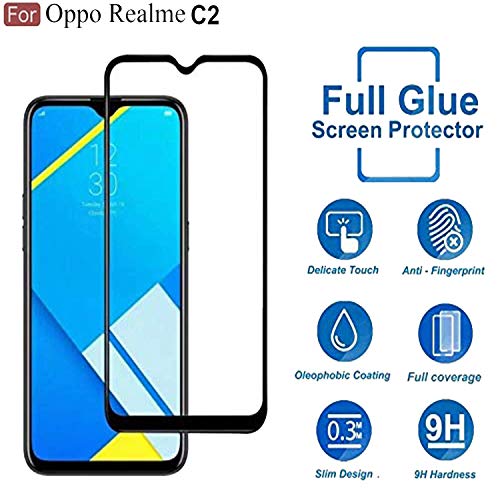 Image of Screen Protector for Realme C2 / A1k (Black) Tempered Glass Edge-to-Edge 6D Screen Guard With Installation Kit