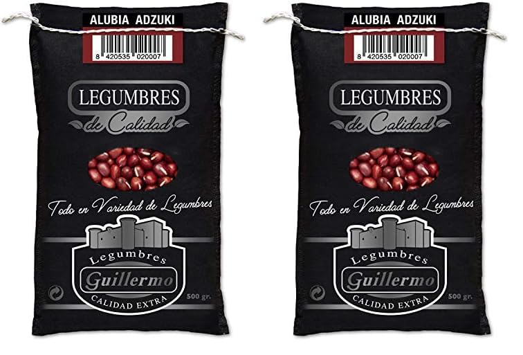 Guillermo | Alubia Adzuki - Saco 500 g. | Gourmet | Calidad Extra | Controla el colesterol | Para recetas saladas o dulces (Paquete de 2)