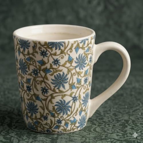 Image of miah decor Stoneware Coffee Mugs Set of 4 | Blue Floral Ceramic Tea & Coffee Cups | Microwave & Dishwasher Safe Mug Set | Food Safe Ceramic Cups for Coffee, Tea, Hot Chocolate & Bake Serve