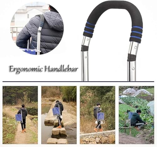 Trolleys, Carrito de Compras Ligero de Aleación de Aluminio de 4 Ruedas Grandes Plegable con Asiento y Portavasos para Escaleras miniatura 3