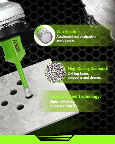 Image of Diamond Core Drill Bits Set - Tile Hole Saw Kit 6 /8 /10 /25 /35 /50mm with 2 inch Diamond Beveling Chamfer Bit for Porcelain Ceramic Tile Granite Marble