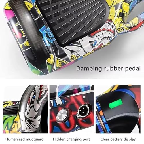 Image of Self-Balancing Hoverboard with Bluetooth Speaker & LED Lights | Smart Balance Technology | Anti-Slip Foot Pads | Built-in Battery Indicator | Carry Handle | Multicolour Design | For Kids & Adults