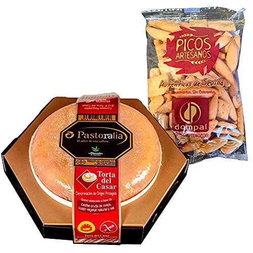 Queso Torta Del Casar Pastoralia - Peso 600 gramos - Queso de Oveja elaborado con leche cruda de oveja - D.O.P. Pastovelia (1 Torta del Casar con Picos)