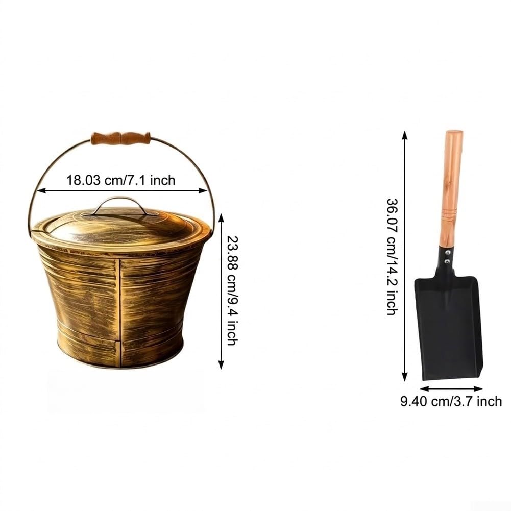 Set per camino 3 : Secchio, Pala e per spazzola in Ferro Set(3-piece set)
