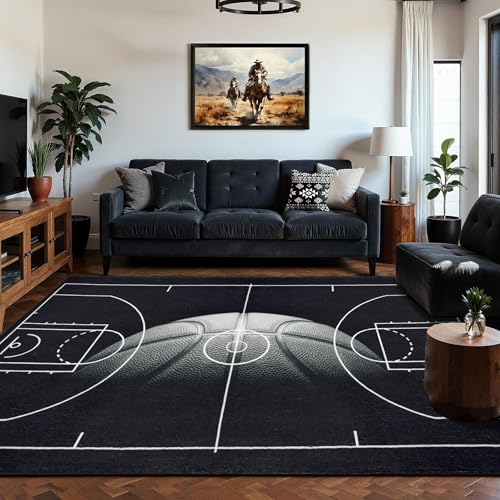Tapete decorativo de entrada 2x3 baloncesto washable miniatura 6