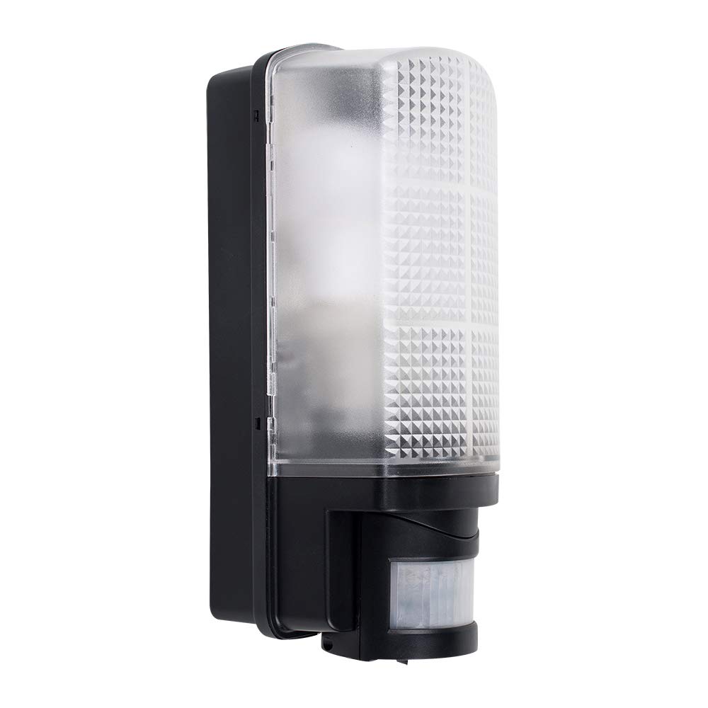 MiniSun | Modern Heavy Duty Black Security Wall Light with PIR Motion Detector | Outdoor Wall Lights, Home Décor & Improvement Essential | Includes 10W LED Bulb [6500K Cool White] | Mains Wired