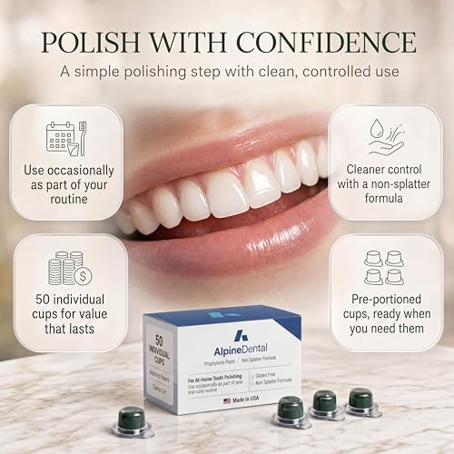 Image of Alpine Blanc Tooth Polish Cups, Mint Flavored - Professional Teeth Polishing Paste for a Smooth, Fresh Dental-Clean Feel - 50 Count