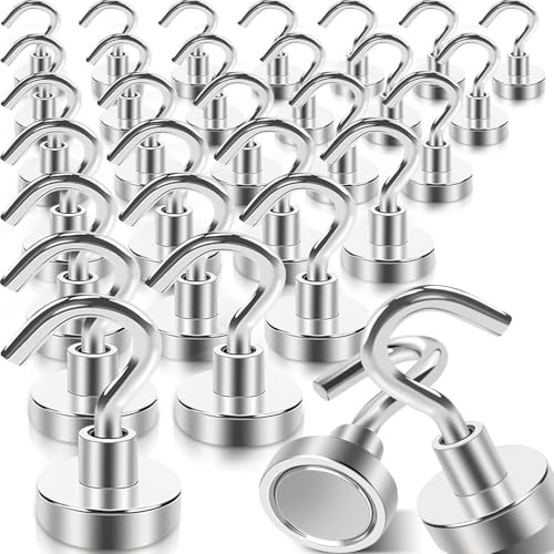 30Pcs Super Strong Magnetic Hooks, 25lbs Magnetic Hook Heavy Duty for Hanging, Rare Earth Neodymium...