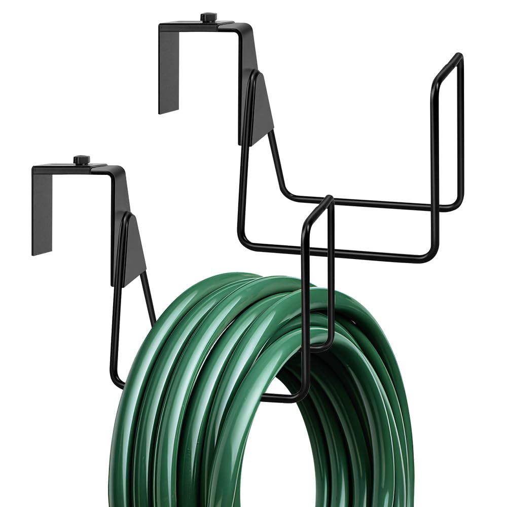 Portatubo in Metallo Supporto per Tubo da Giardino Portatubo da Parete per Tubi Gancio per Tubo Nero per Giardino, Piscina, Recinzione per Tubo dell'acqua, Cavo di Prolunga