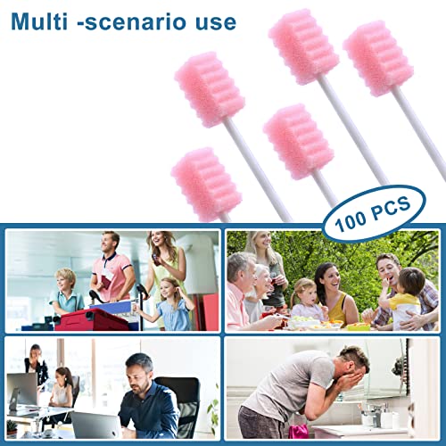 100 Pcs Disposable Mouth Swabs Sponge, Bvn Oral Swabs, Oral Care Swabs Disposable, Mouth Swabs, Unflavored And Sterile Disposable Dental Swabsticks For Mouth Cleaning, Pink #TOP6