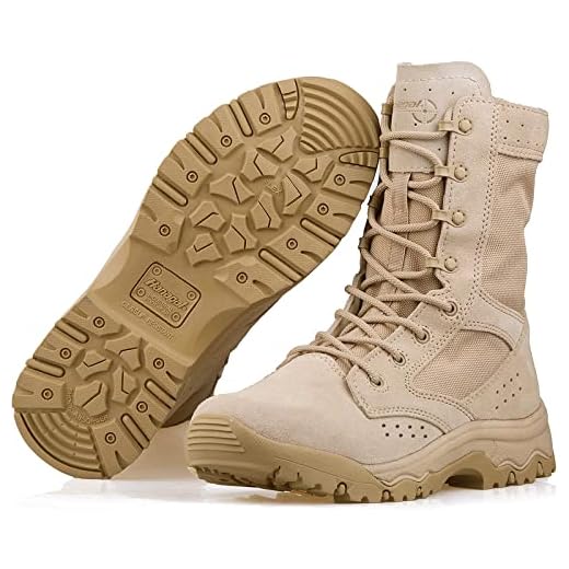 HANAGAL Botas Militares Masculinas Hanagal, Leves, Táticas De Combate Do Exército Para Homens, Caça, Trilha Na Selva, Trabalho, Tamanho 7,5, Bege