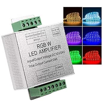Усилитель RGBW DC12-24V 24A, 4-канальная выходная схема, алюминиевый корпус, контроллер светодиодной ленты, усилитель данных.
