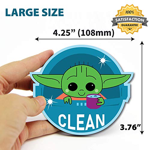 Baby Yoda Waterproof Dishwasher Magnet Clean Dirty Sign Double Sided Unique Shape With Bonus Adhesive Metal Plate Star Wars Mandalorian Fridge Magnet Cute Baby Yoda The Child Kitchen Accessory #TOP1