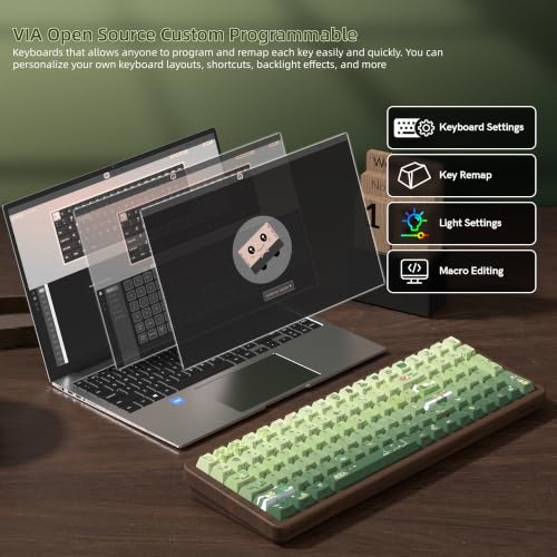 Image of Womier Wood Creamy Keyboard with Number Pad, Wireless Frog Keyboard-WD99 | Mechanical Gaming Keyboard QMK /VIA,100-key BT5.0 /2.4G /USB-C Hot Swap,PBT Keycaps Custom RGB for PC /Mac,POM Linear Switch