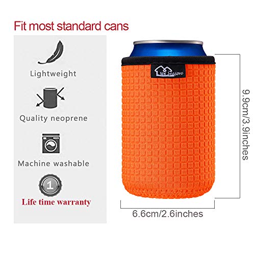 WKieason 12oz Standard Can Sleeves Insulators Sleeves Standard Can Covers 12OZ Beer Bottle Sleeves Coolers Holder Non-slip Neoprene Can Coolier Sleeves 4PC Pack (Orange/Blue/Grey/Pink)