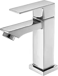 Torneira Banheiro Quadrado Luxo Moderna Lavatório Lift estilo docol 1/4 de Volta Bica Baixa Cromada Espelhada Lavabo Aço Inox Alto Padrão Fria Preto Fosco Black Matte (Cromada)