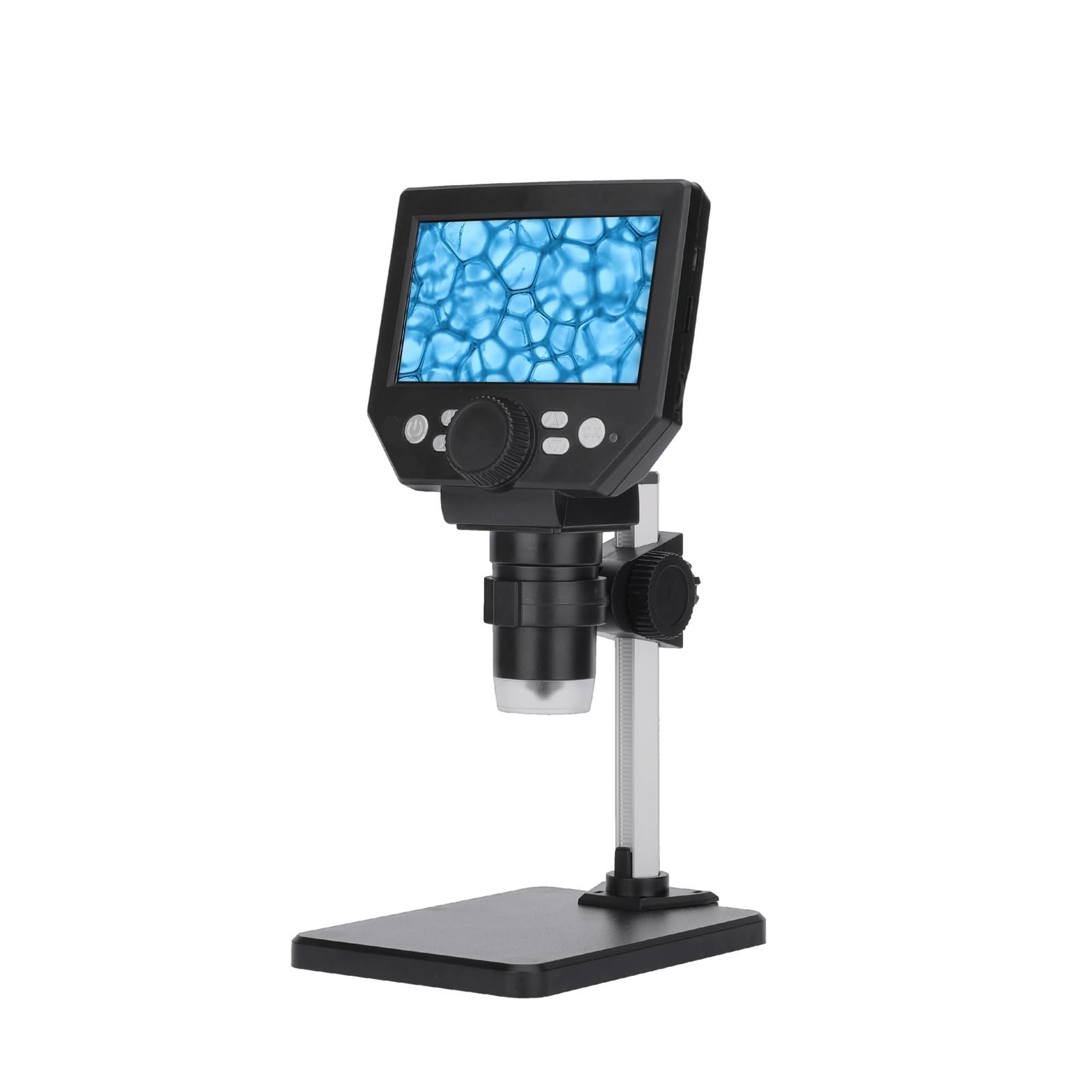 CVFRDD Digital Electron Microscope 4.3 Inch Lar Base LCD Display 10MP 1-1000X Continuous Amplification Magnifier(Al and plastic stent)
