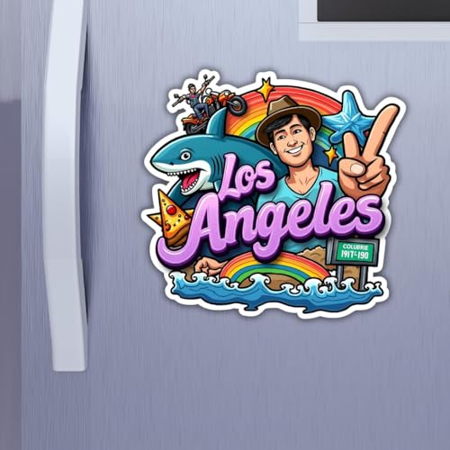 Image of Zesta Wooden Fridge Magnets Set | Refrigerator Decor Magnets for Kitchen | India Souvenir Fridge Magnet Collection | Wooden Magnet for Fridge Door Decoration (Los Angeles)