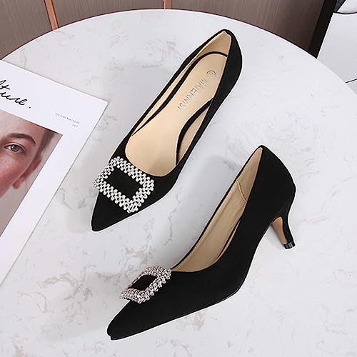 JOEupin Women's Pumps 2 inch Kitten Heel Comfort Pointed Toe Low Heel Wedding Evening Party Dress Shoes3