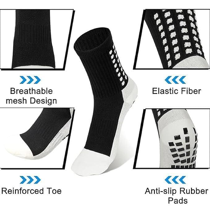Blue Tick Unisex Non-Slip Grip Football Socks for Men & Women | Breathable Cotton Sports Crew Socks with Cushioning for Soccer, Gym & Yoga (1 Pair) 4