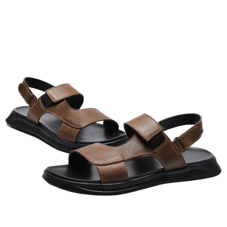 Outerwear Men's Sandals Sandals Sports and Casual Leather Beach Shoes Khaki Slippers(40 Code)4