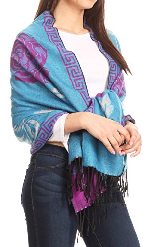 Sakkas Soffia Damask Rose Super Soft and Warm Pashmina Scarf Shawl Wrap Stole4