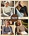 Sweetyweee 5 Pack Women's Thermal Long Sleeve Shirts Ribbed Knit Cotton Tops Crewneck Warm Base Layer Fitted Undershirts(Brown, Cream, Khaki, Gray, Black,Small)