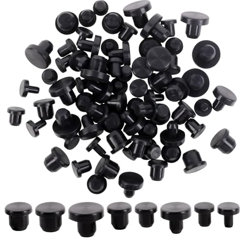 Fizdoqg 80 tappi in gomma in silicone nero solido tappo cieco rotondo in silicone morbido e flessibile per fori con diametro interno di 4 – 9,5 mm