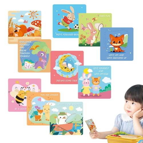 Notas motivacionales para niños, loncheras motivacionales, tarjetas de confirmación de dibujos animados para niños - Coloridos suministros escolares de regreso a la escuela, bonitas notas inspiradoras