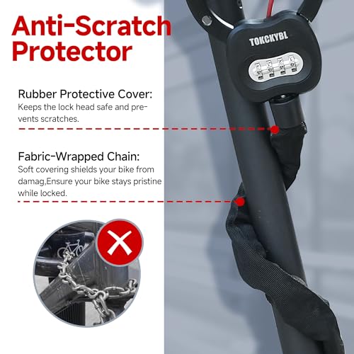 Image of Heavy Duty Scooter Lock - 8mm Anti-Theft Chain Lock with 3 Keys, 94cm Weatherproof Security Lock for Electric Scooters, Bikes, Motorcycles