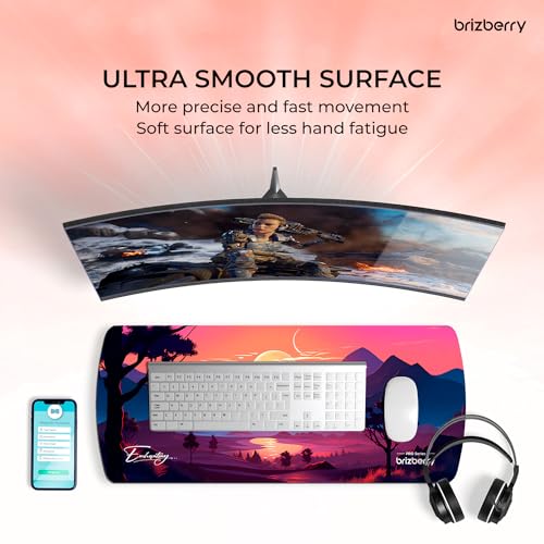 Image of Brizberry Extended Mouse Pad, Desk Mat, 740mm x 310mm x 3mm Large Printed Premium Anti Skid Rubber Base for Desktop Laptop Keyboard (DM Design 6)