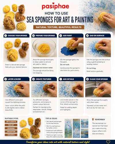Miniatura 4 de Paquete Económico De 12 Esponjas Naturales Para Pintura De Artistas, Para Arte Y Manualidades, Pintura, Pasatiempos, Efectos, Cerámica, Cerámica, Decoración, Esponja, Bellas Artes, Textura Fina A